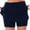 363-Navy, variant on LIIPEE Casual Shorts For Women Solid Color Elastic High Waist Sport Shorts Culottes With Pockets Female Trendy Vacation Shorts,Black,L
