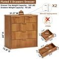 thumbnail image 2 of LEYAOYAO Brown Fluted Dresser of 5 Drawers, Dresser Chest with Easy Pull Metal Handles for Bedroom, Living Room, 2 of 7
