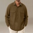 thumbnail image 2 of Bxsruta Men's Pullover Shirts Long Sleeve Half Button Down Tops with Pockets Textured Casual Workwear, 2 of 7