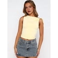 thumbnail image 6 of Women Going Out Summer Tank Tops Basic Cute Sleeveless Crop Top Vacation Fashion Outfit Clothes Yellow M, 6 of 9