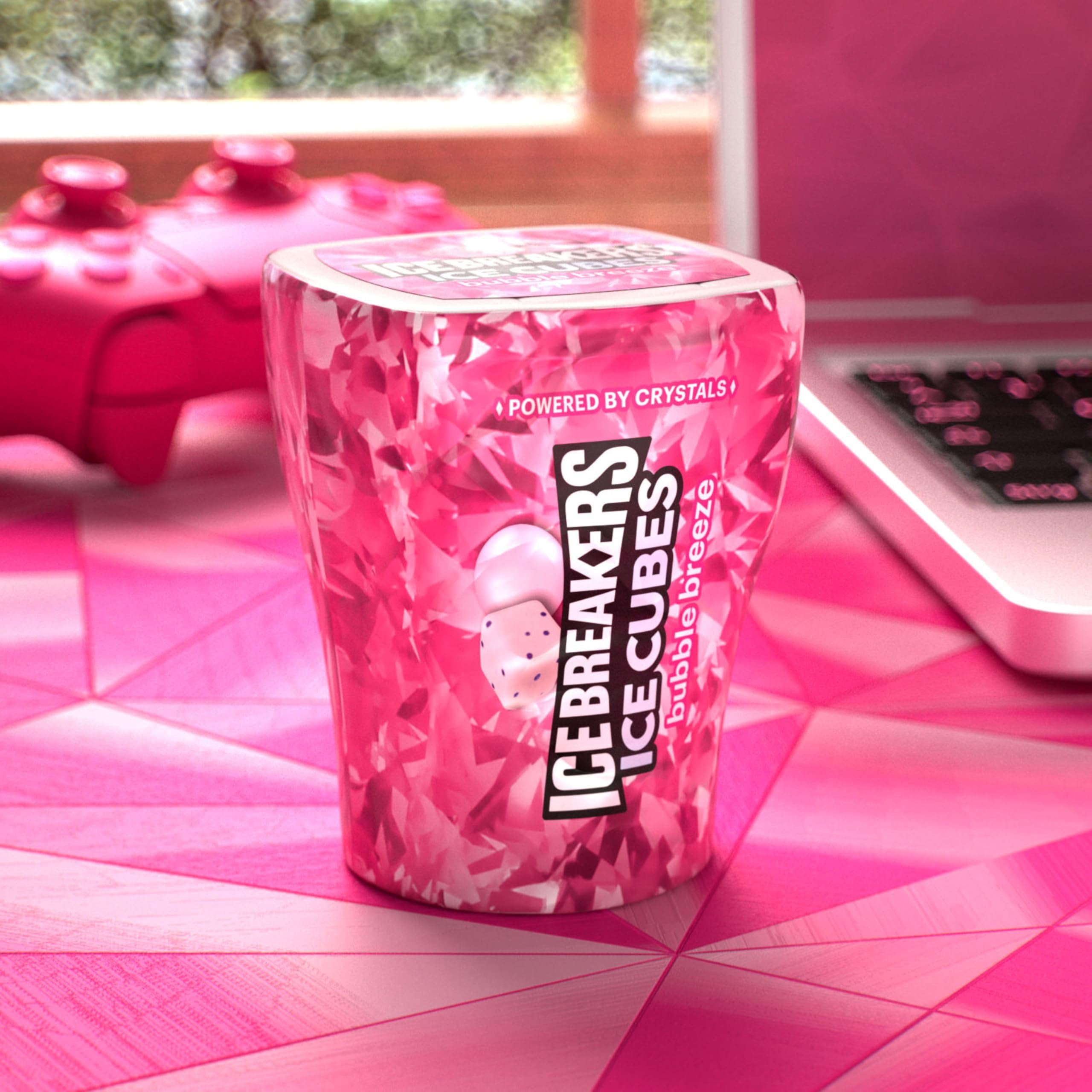 ICE BREAKERS Ice Cubes Bubble Breeze Flavored Sugar Free Chewing Gum Bottles, 3.24 oz 6 Count, 40 Pieces