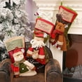 thumbnail image 4 of Dserfhy 18" Christmas Stocking 3D Plush Santa Snowman Reindeer Design Hanging Burlap Stocking for Farmhouse Holiday Decor, 4 of 8