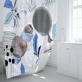 thumbnail image 3 of Gorgeous Boho Shower Curtain, Abstract Mid Century Shower Curtain Set Blue Leaves Bath Curain Modern Minimalist Bathroom Decor Watercolor Grey Shower Curtains with Hooks, 72" x 72, 3 of 6