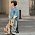 thumbnail image 2 of Huowey Toddler Boys Jeans Kids Toddler Casual High Street Fashion Distressed Denim Pants With Ripped Details Comfortable Stretchable Long Pants Spring Summer Fall Outfits Leisure Dailywear, 7-8 Years, 2 of 9