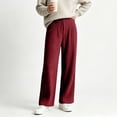 thumbnail image 5 of Njagoc3 Pants for Women | High Waist Drawstring Wide Leg Trousers with Ribbed Detail | Relaxed Loose Fit for Fall Casual Daily Wear & Relaxed Activities，Wine，M, 5 of 6