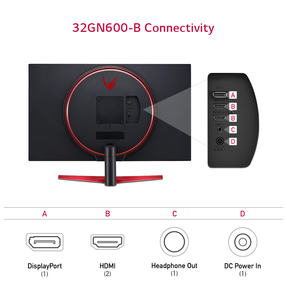 LG 32" Ultra-Gear QHD (2560 x 1440) Gaming Monitor, 165Hz, 1ms, Black 32GN600-B.Aus, New - image 3 of 11
