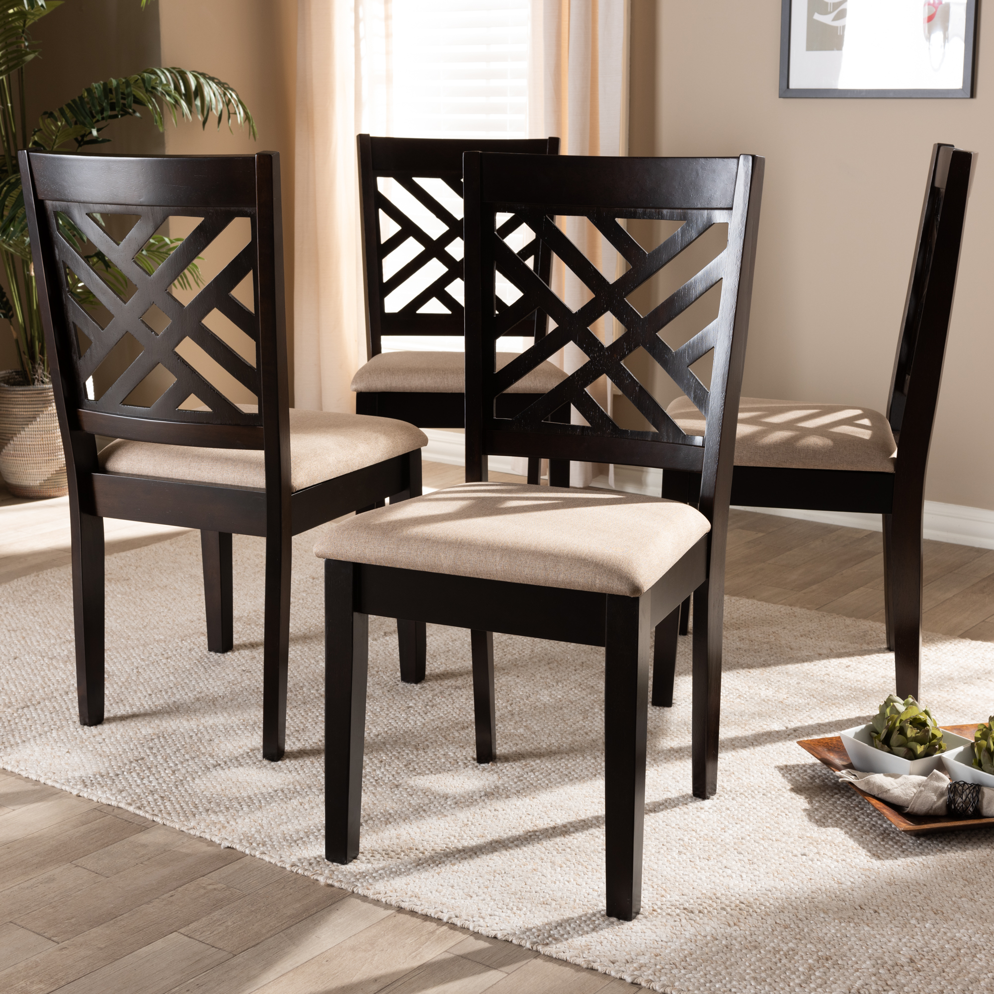 Set Of 4 Baxton Studio Caron Modern And Contemporary Sand Fabric Set Of 4 Baxton Studio Caron Modern And Contemporary Sand Fabric