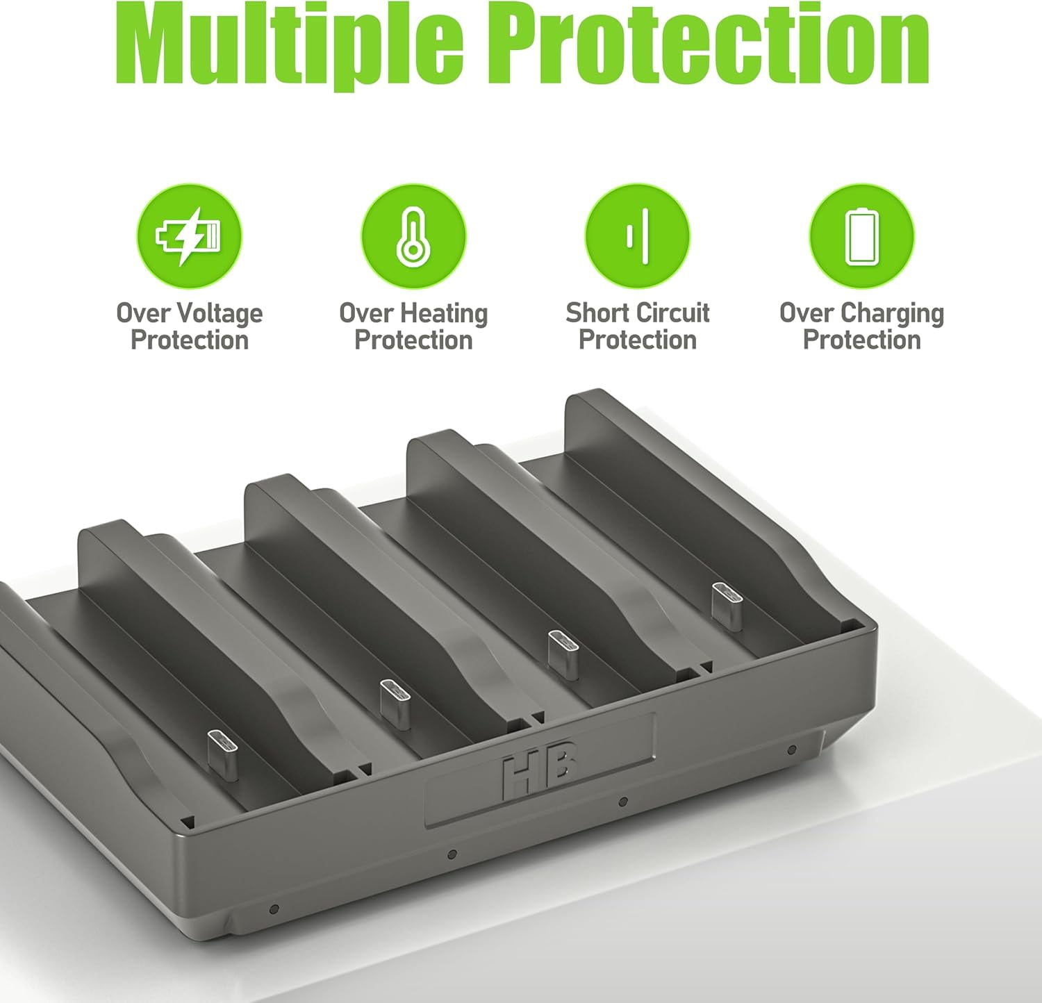 4-Port Fast Charging Station and 4 Pack Battery, Replacement TACTACAM Reveal Lithium Cartridge Charger, fit for Ultra, X, Pro 3.0, Gen 2.0 & 3.0 Cellular Trail Camera, Include 12V 5A Wall Charger