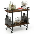 thumbnail image 1 of Gymax Home Bar Cart 2-tier Home Bar Cart w/ Lockable Wheels & Anti-fall Guardrail, 1 of 10