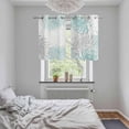 thumbnail image 5 of Aqua White Kitchen Curtains Small Short 39 Inch Length, Abstract Grey Chrysanthemum Flower Floral Grommet Top Bedroom Living Room Curtains, Light Filtering Cafe Curtain Drapes 2 Panels Set 55''x39'', 5 of 9