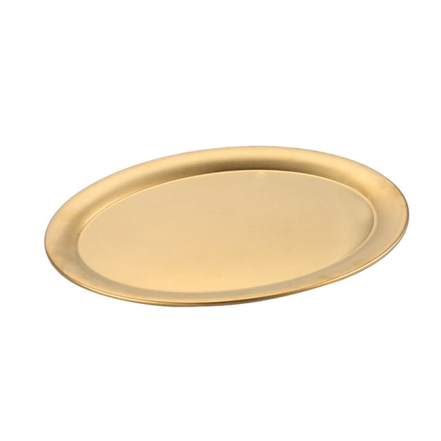 Stainless Steel Oval Plate Steamed Fish Plate Gold Plate Barbecue Meat Plate Flat Bottom Snack Plate Western Food Plate