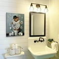 thumbnail image 2 of Bathroom Decor Canvas Wall Art Cute Cat Sitting in Toilet Reading Newspaper Pictures Farmhouse Bathroom Animals Wall Decor Painting for Bathroom Toilet Artwork Framed 12"x16", 2 of 6