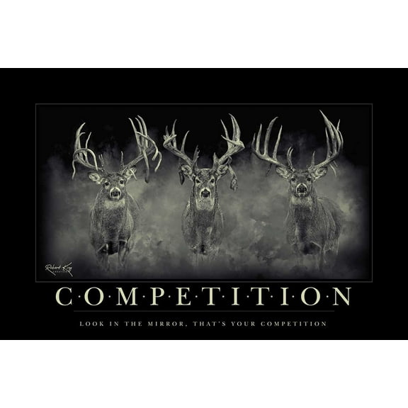 Competition Motivational Whitetail Deer Print by Robert King, Trophy Bucks, Giant Bucks, Buck Print, Deer Poster, Racks, Cabin Woodland
