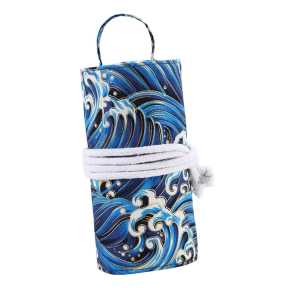 Wxqbjtam Crochet Hook Case Storage Wrap Roll 6D Oxford Cloth Pencil Holder Knitting Bag Wave