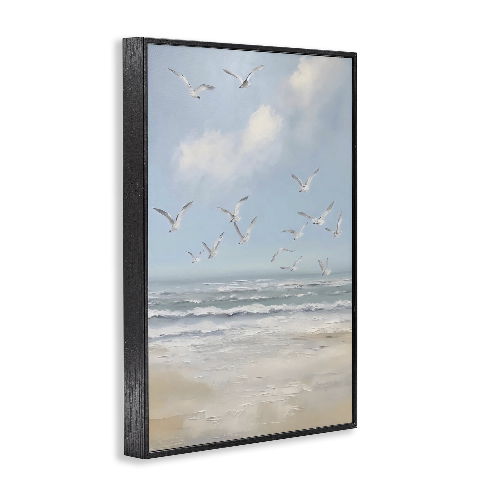 Stupell Industries Ocean Flight Seagulls Black Framed Giclee Art, design by Creative Studio