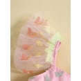 thumbnail image 5 of Toddler Baby Girl Butterfly Gradient Dress, Flying Sleeve Sweetheart Neck A-Line Mesh Dress, 5 of 9