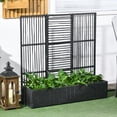 thumbnail image 2 of Outsunny Rattan Outdoor Planter with Trellis, Raised Garden Bed, Black, 2 of 10