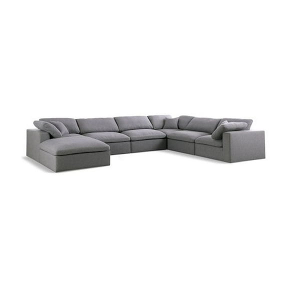 Meridian Furniture Serene Gray Durable Linen Fabric Modular Sectional