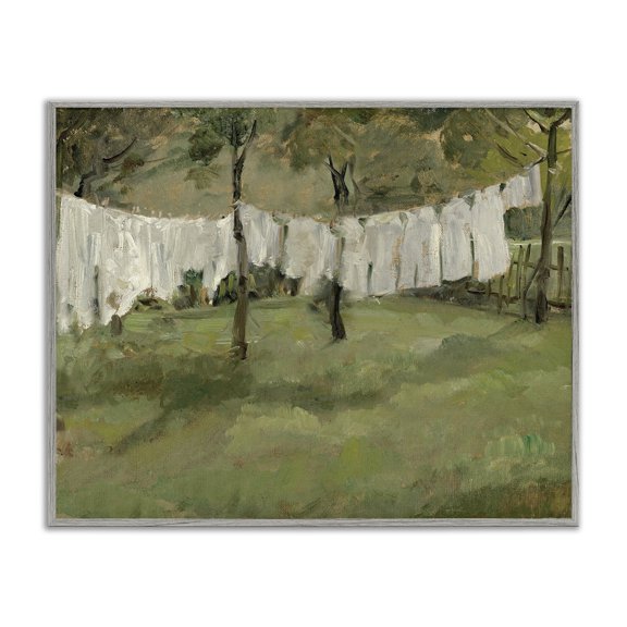 Stupell Industries Rustic Lodge Abstract Country Clothesline Scene Gray Framed Giclee Art, 30 x 24, by Lettered and Lined