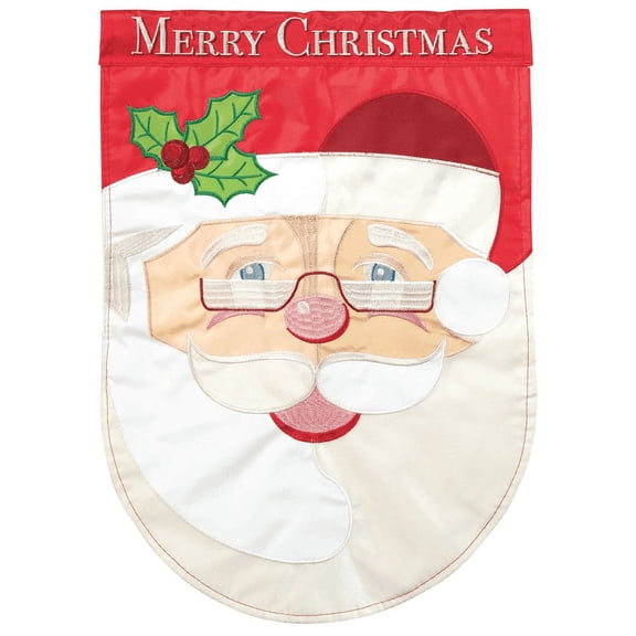 Magnolia Gardens M011426 13 x 18 in. Santa Merry Christmas Double Applique Garden Flag