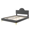 thumbnail image 5 of Platform Bed Frame, Full Size, Charcoal Grey Gray, Velvet, Modern Contemporary, Bedroom Master Guest Suite Room, 5 of 10