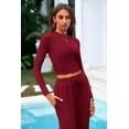 thumbnail image 6 of PRETTYGARDEN Women's 2 Piece Loungewear Long Sleeve Crop Top Wide Leg Palazzo Pants Set Tracksuits Casual Outfit, 6 of 10