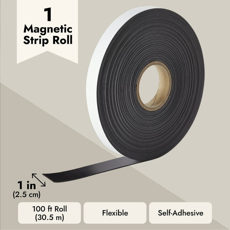 1 Inch Wide x 100 Feet Long Sticky Magnetic Strip for DIY, Arts