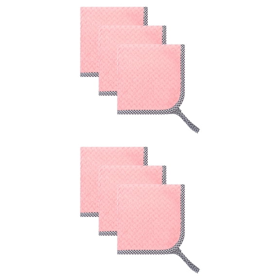 Unique Bargains Hanging Microfiber Reusable Dish Cloths 6 Pack Pink 10" x 10"