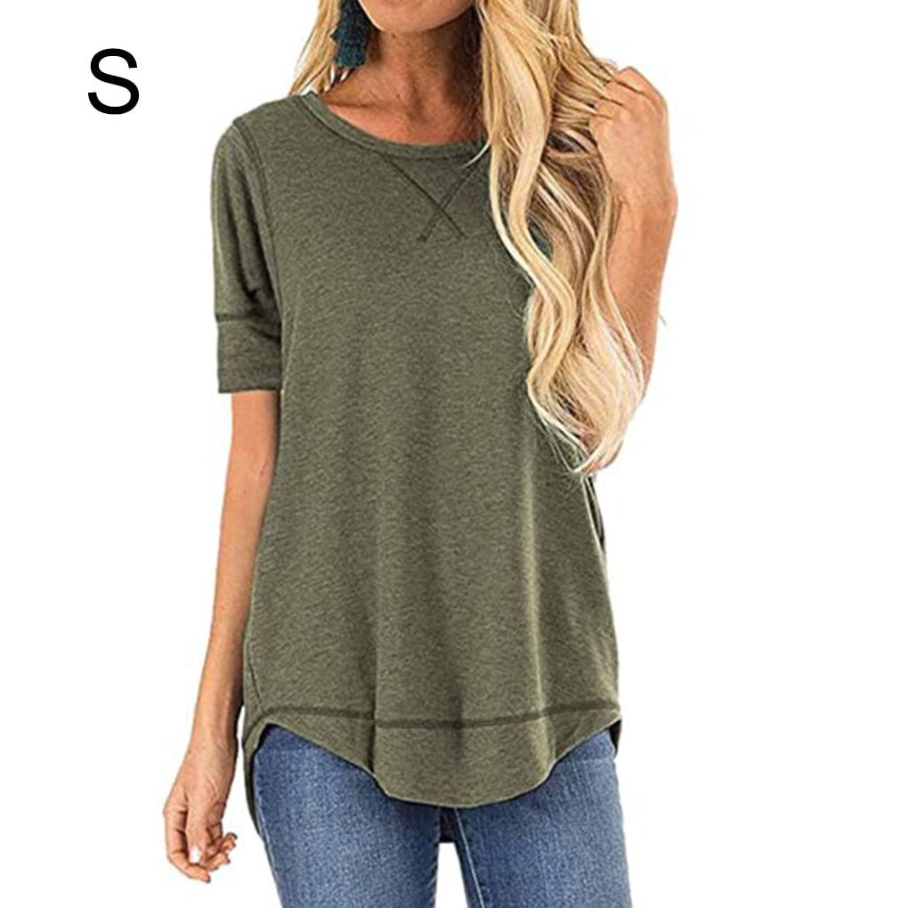 Top Tunique Femme Manches Courtes En Denim Bleu - Ourlet Asymétrique - Neuf Avec étiquettes