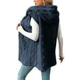 thumbnail image 5 of Dezsed Womens Hooded Sherpa Vest 2025 Winter Fleece Button Up Long Vest Jackets Warm Lightweight Fall Outerwear Navy XXL, 5 of 6