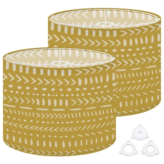 Lamp Shades Set of 2 Easy Assembly Hand drawn abstract inspired by tribal african mud cloth Drum Lampshades for Table Lamps Floor Lamps Pendant Light 13"x13"x10" Replacement Lamp Shade