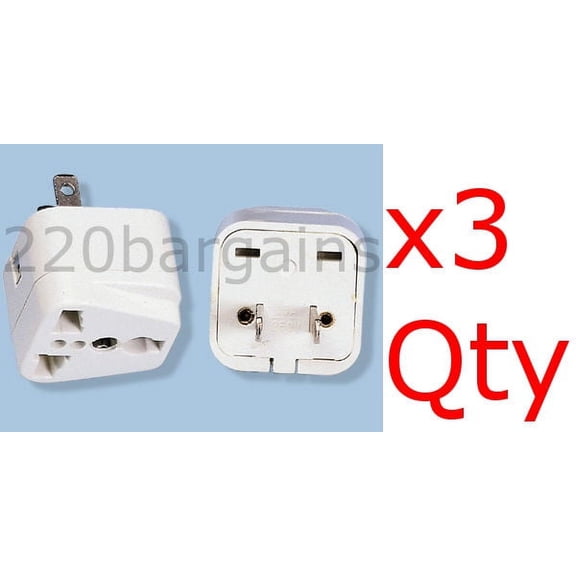 3PK Universal North American Plug Adapter Euro Asia Plug to USA style