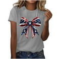 thumbnail image 4 of CHUMUD 4th of July Shirts for Women American Flag Bow Graphic Tee USA Red White Blue Top Patriotic Crew Neck T Shirt, 4 of 4