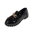 thumbnail image 2 of absuyy Womens Chunky Platform Loafers Gold Buckle Patent Faux Leather Slip On Loafers Black Fashion Sneakers Dress Shoes,Size 9, 2 of 8