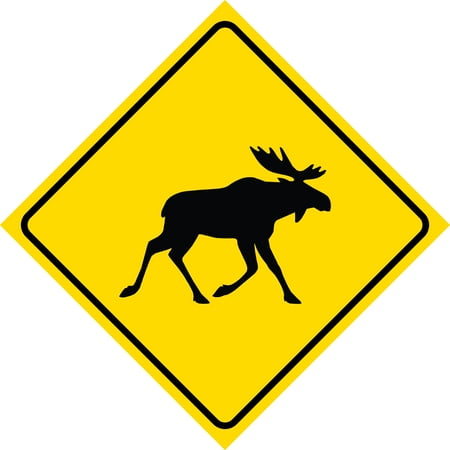 yellow diamond caution moose crossing signs commercial plastic