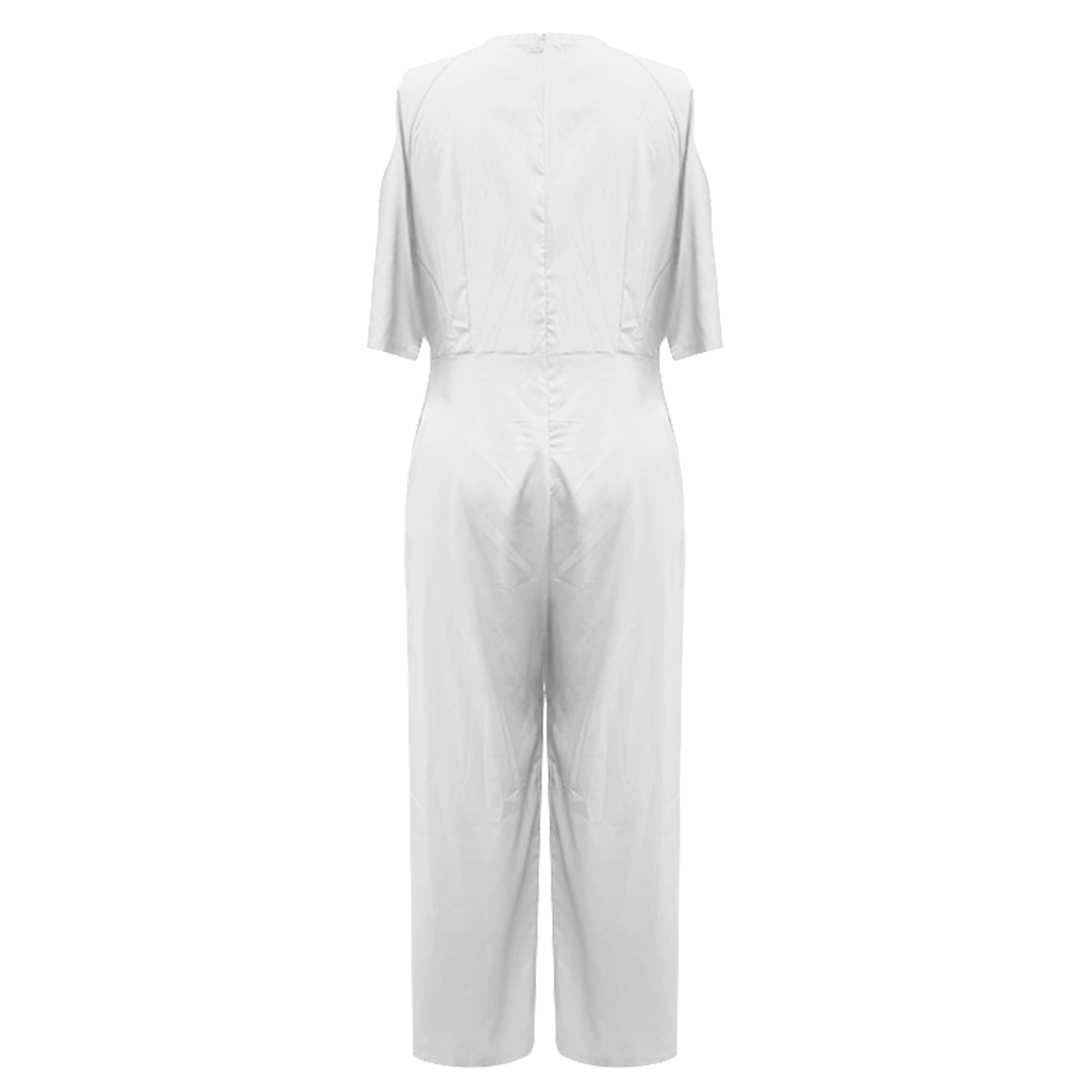 Women's Off-The-Shoulder Jumpsuit Solid Color, Wide Leg, Side