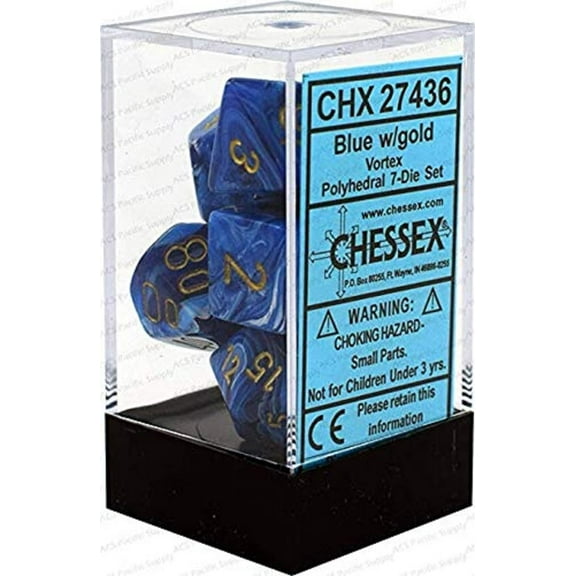 Chessex CHX27436 Dice-Vortex Blue/Gold Set