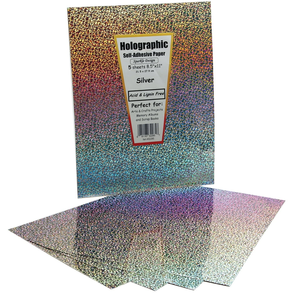 SelfAdhesive Specialty Paper 8.5"X11" 5/PkgSilver Holographic