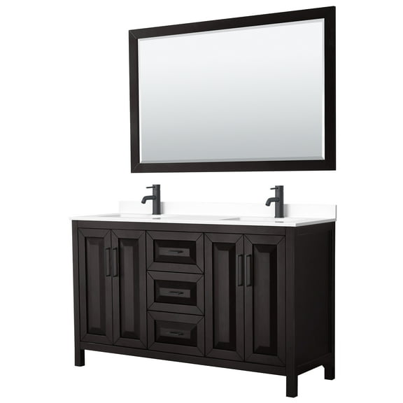 Wyndham Collection WCV252560DEBWCUNSM58 Daria 60" Free Standing Double Basin Vanity Set -