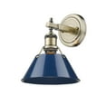 thumbnail image 2 of Yep by Golden Lighting Orwell 1-light Vanity in Aged Brass and Navy Blue shade, 2 of 3