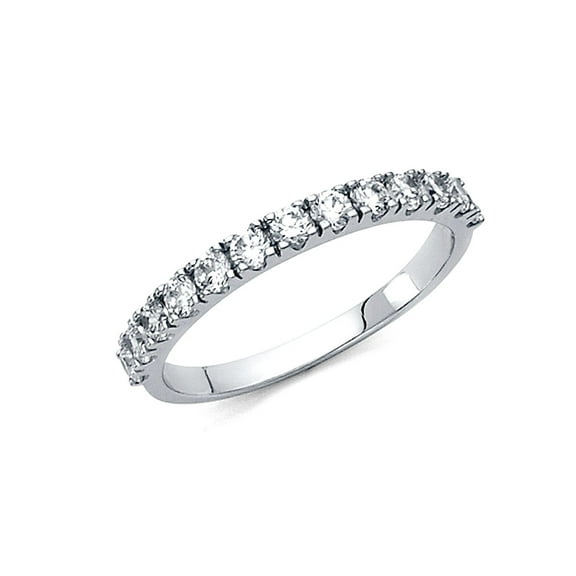 14k White Gold Cubic Zirconia For Women Wedding Band Ring Size 7 Wedding Band - 1.7 Grams
