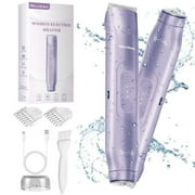 Bikini Trimmer for Women, Electric Shaver and Razor Rechargeable 2-in-1 Body and Facial Epilator, Dual Heads for Painless Trimming of Pubic Hair, Face, Underarms and Legs, IPX7 Waterproof.
