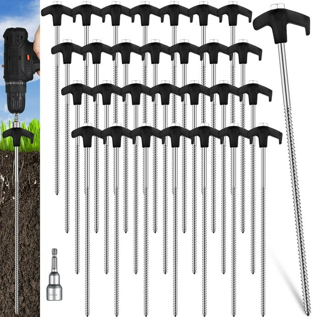 Estacas para Tienda Hicarer de 30 cm 20 unidades con Tornillo para Camping de Alta Resistencia