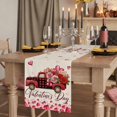 thumbnail image 2 of Table Runners 72 Inches Long Dress Scarves, Valentine's Day Farmhouse Kitchen Table Runner, Coffee Tablerunners, Red Roses Car Love Hearts Romantic Burlap 18x72 Inch, 2 of 9