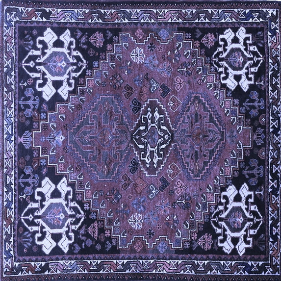 Ahgly Company Indoor Square Persian Blue Traditional Area Rugs, 4' Square