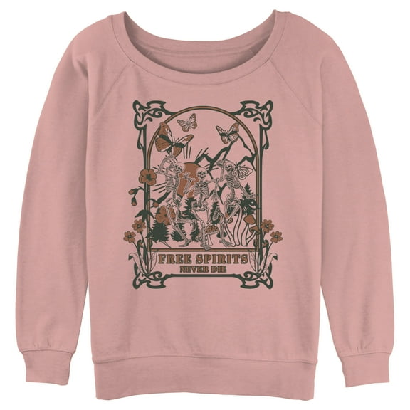 Junior's Lost Gods Free Spirits Skeletons Sweatshirt Desert Pink 2X Large