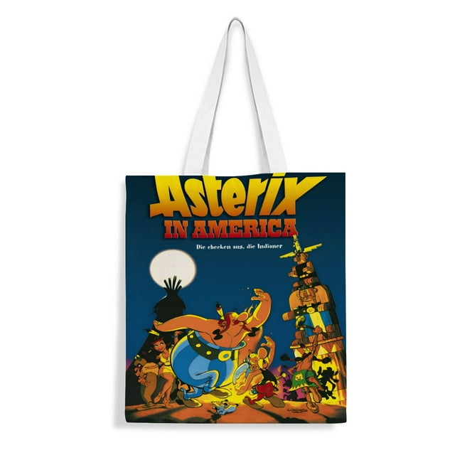 Asterix & Obelix: The Big Fight Bolso de tela con estampado de lienzo para mujer, bolsa de compras reutilizable y estética, con cremallera interior, regalo para mujer,40*40cm.