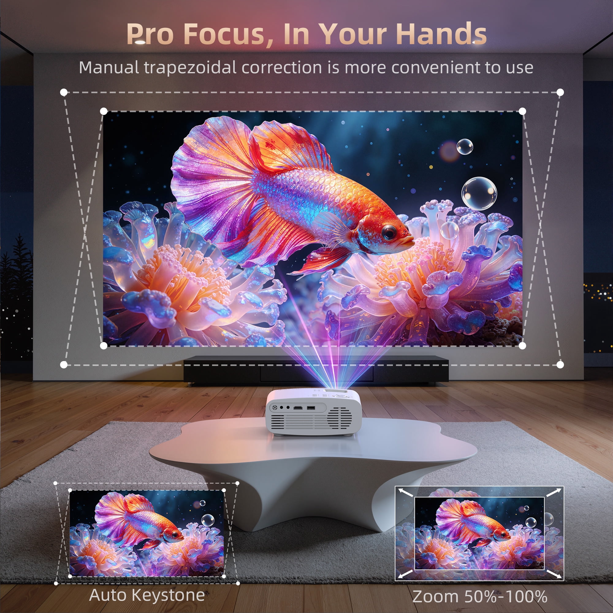 CEBORY 5G WiFi Projector With Bluetooth, Native 1080P Outdoor Movie Projector (Projector Screen and Tripod Included), Mini Portable Video Projector Compatible With HDMI/ USB/ AV/ Smartphone/ TV Stick