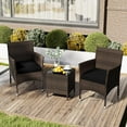 thumbnail image 2 of RELAX4LIFE 3-Piece Patio Furniture Set - Rattan Wicker Outdoor Conversation Set w/Cushions & Glass Coffee Table, Balcony Furniture for Porch Garden Backyard, Bistro Table and Chairs Set of 2 (Black), 2 of 9