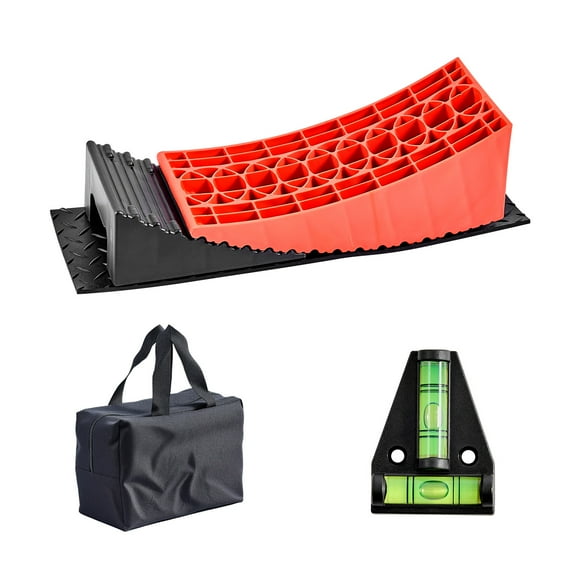 KFFKFF Camper Levelers, 2-Piece RV Leveling Blocks, Supports Up to 8818.5 lbs, 4" Maximum Leveling Height, Durable Curved Design with Anti-Slip Mat and Carry Bag